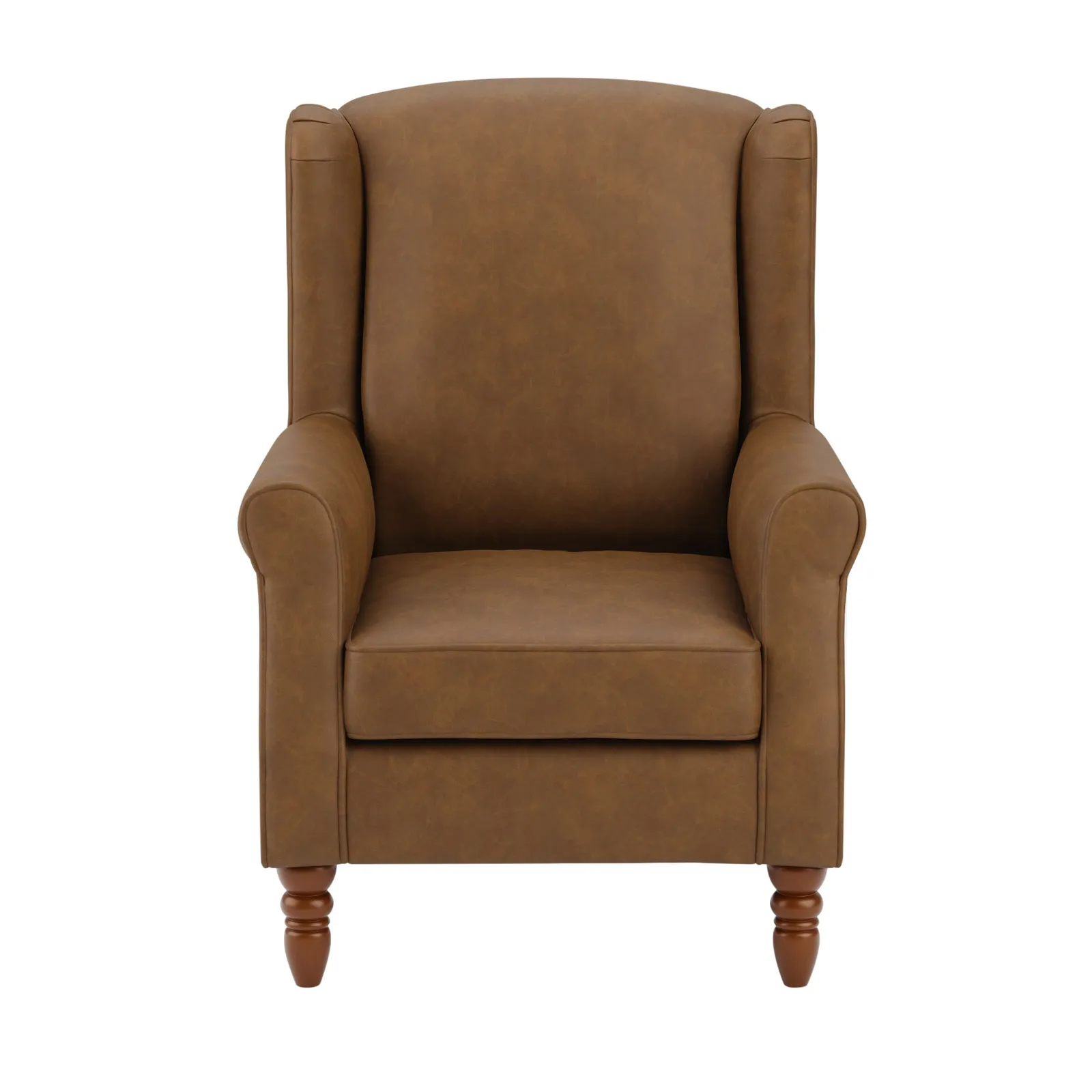 Oswald Tan Distressed Faux Leather Armchair Tan