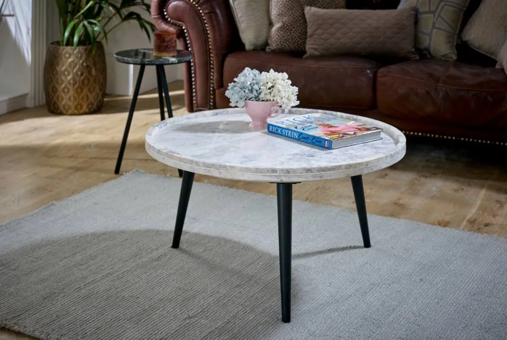 IH Design Ana Real Marble Coffee Table With Metal Legs For Living Room in White 4