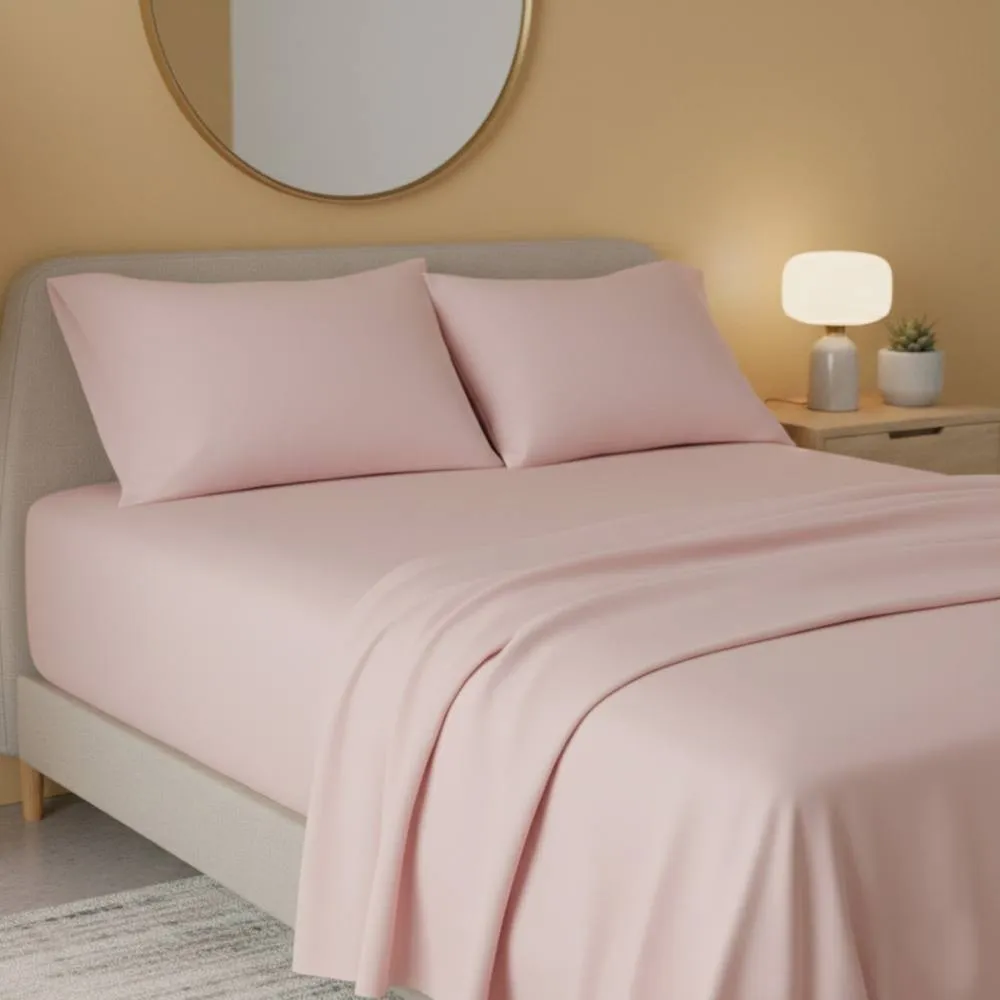 Snug City Flannelette Flat Sheet Soft Brushed Cotton Bedding for Warmth Comfort in Pink