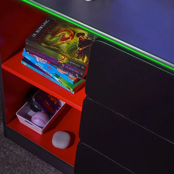 X Rocker Carbon Tek Chest of Drawers with Neo Fibre LED 3