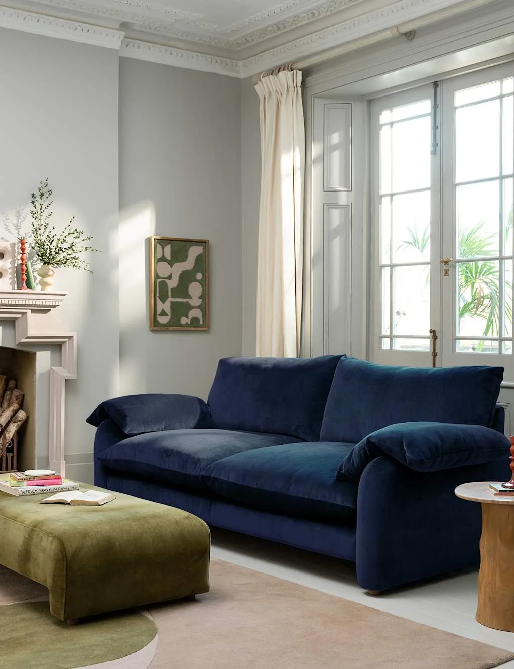 BARKER AND STONEHOUSE Orson Chenille Extra Large 3 Seater Sofa Navy