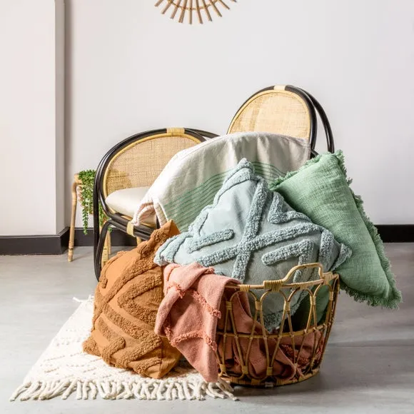 Furn. Jakarta Woven Cotton Tufted Throw Blush, Pink 4