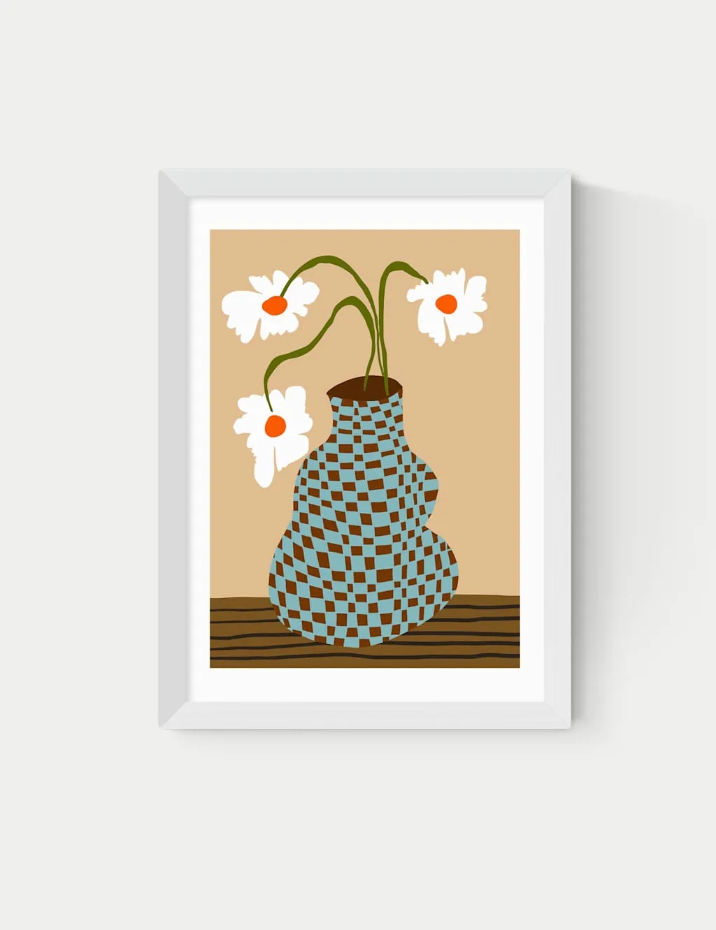 East End Prints Party Floral Pottery Framed Art Print White
