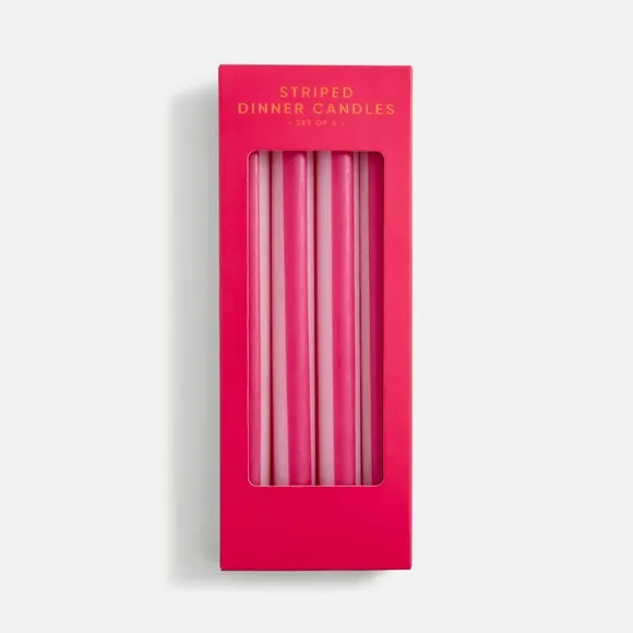 Set of 4 Stripe Taper Candles 3