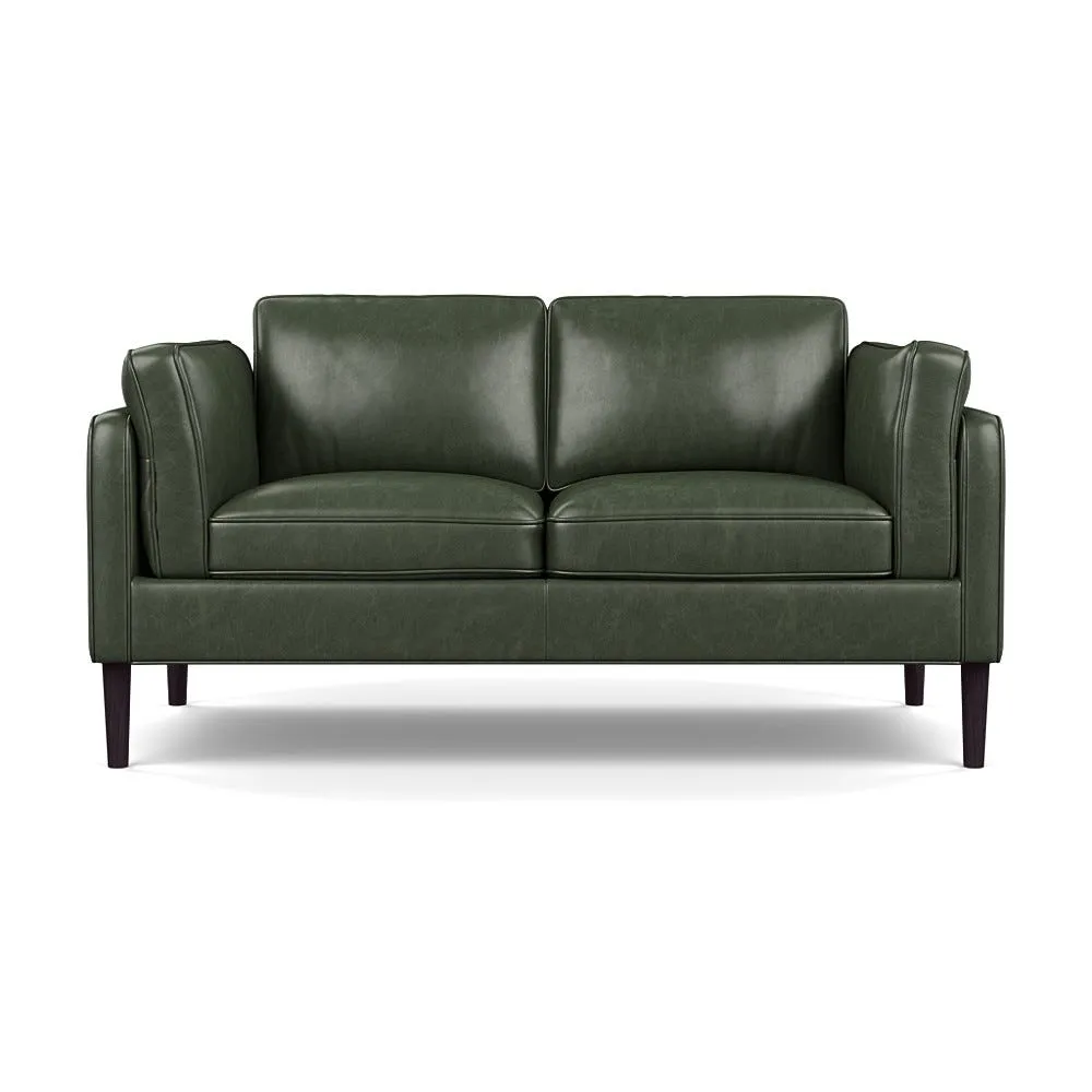 Heal's Sonno 2 Seater Leather Stonewash Vintage Green 268 Wenge Black Feet 1