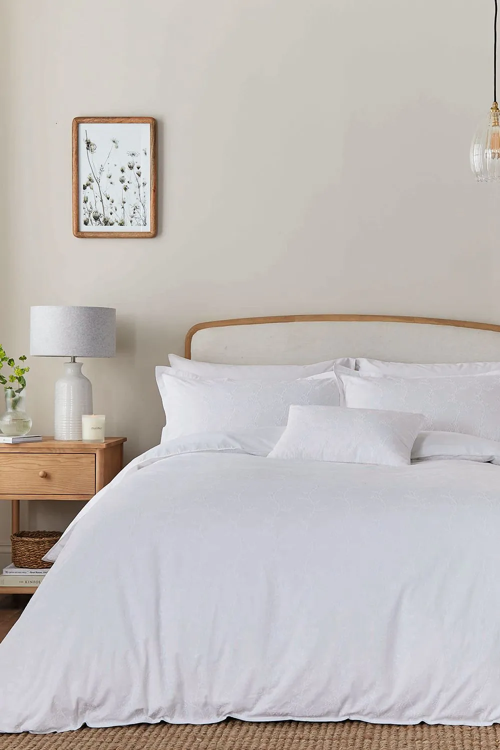 Murmur 'Bea' Cotton Embroidered Duvet Cover Set in White