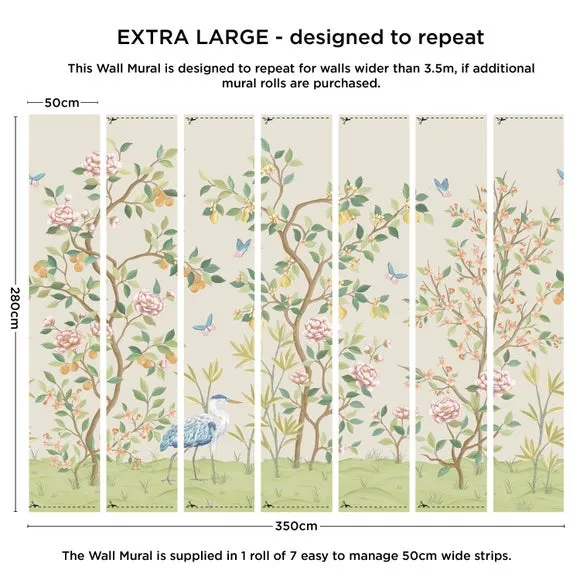 Cranberry and Laine Chinoiserie Floral Wall Mural 4