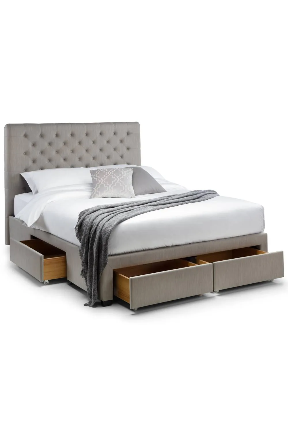 Julian Bowen Wilton Upholstered Storage Bed with 4 Drawers in Grey 4