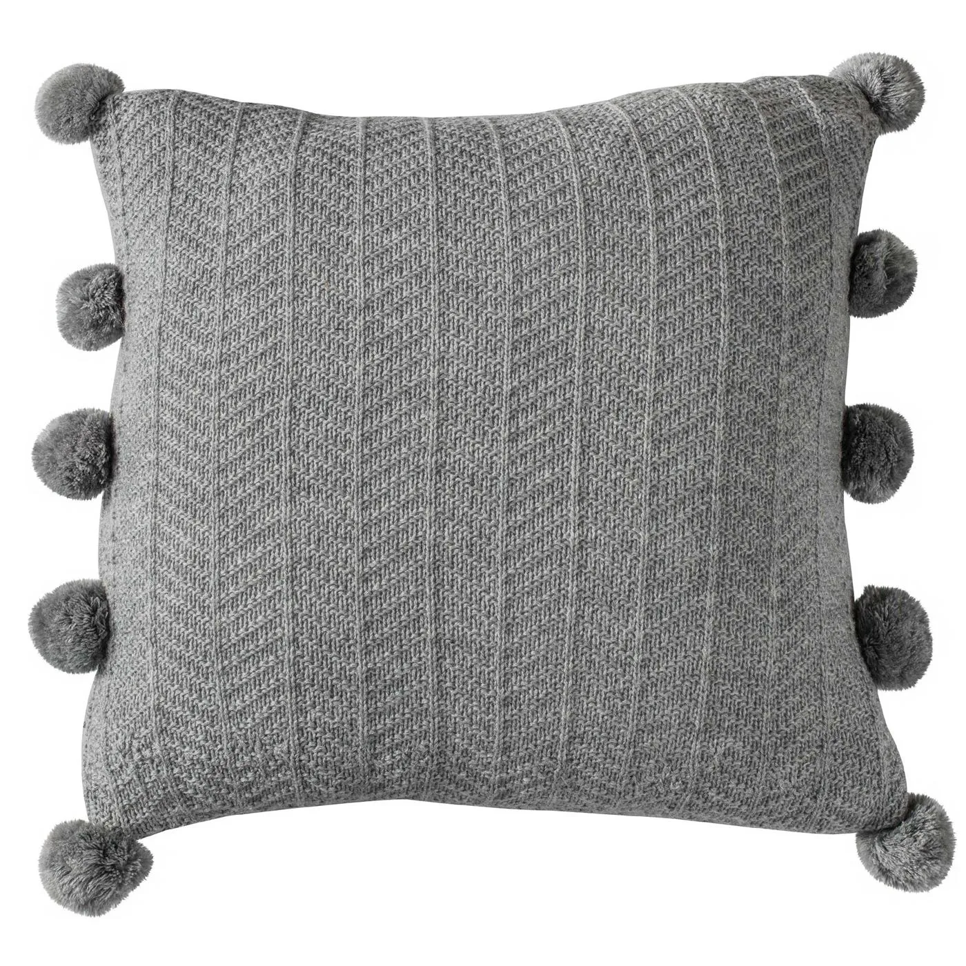 Grey Pom Pom Cushion
