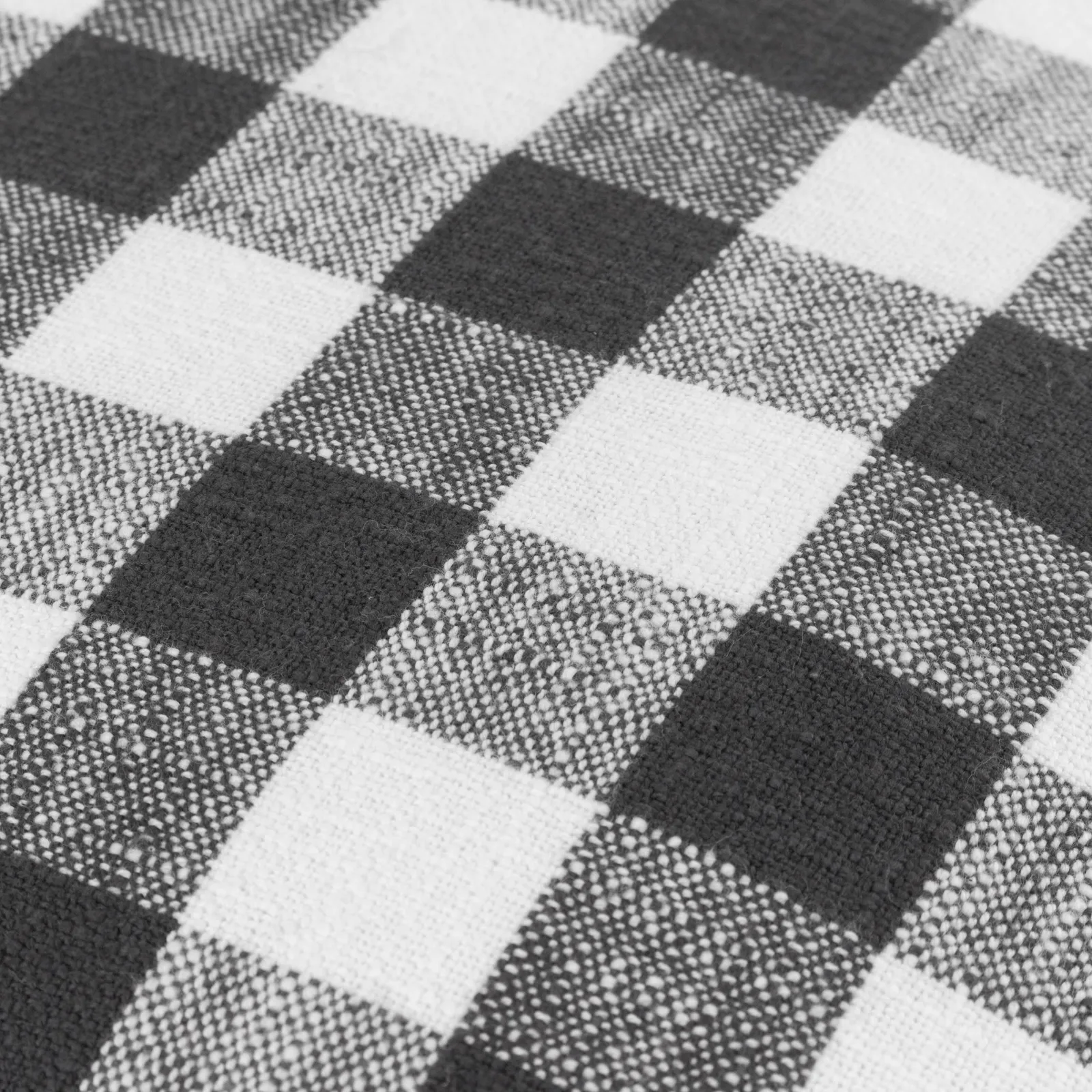 Yard Barton Check Fringed 100% Cotton Cushion in Black 4