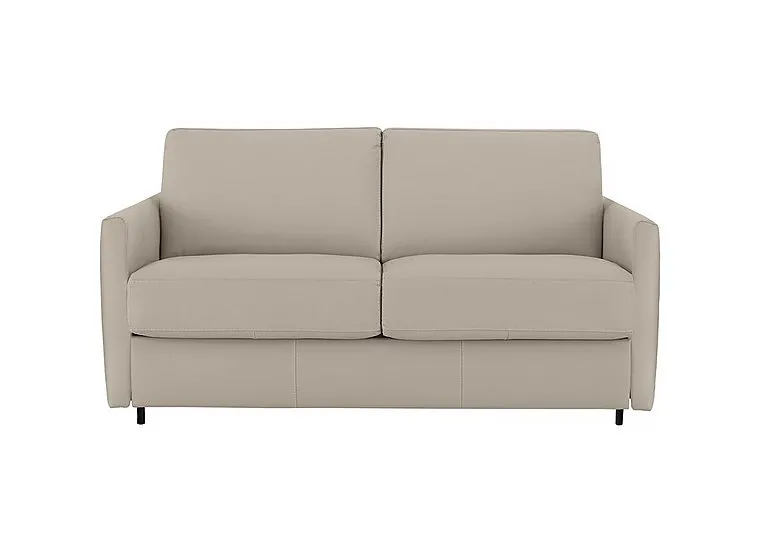 Alcova 2 Seater Leather Sofa Bed with Slim Arms - Botera Crema