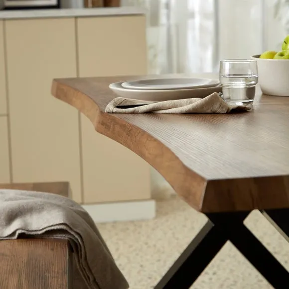 Ezra 6 Seater Rectangular Dining Table with 2 Benches 2