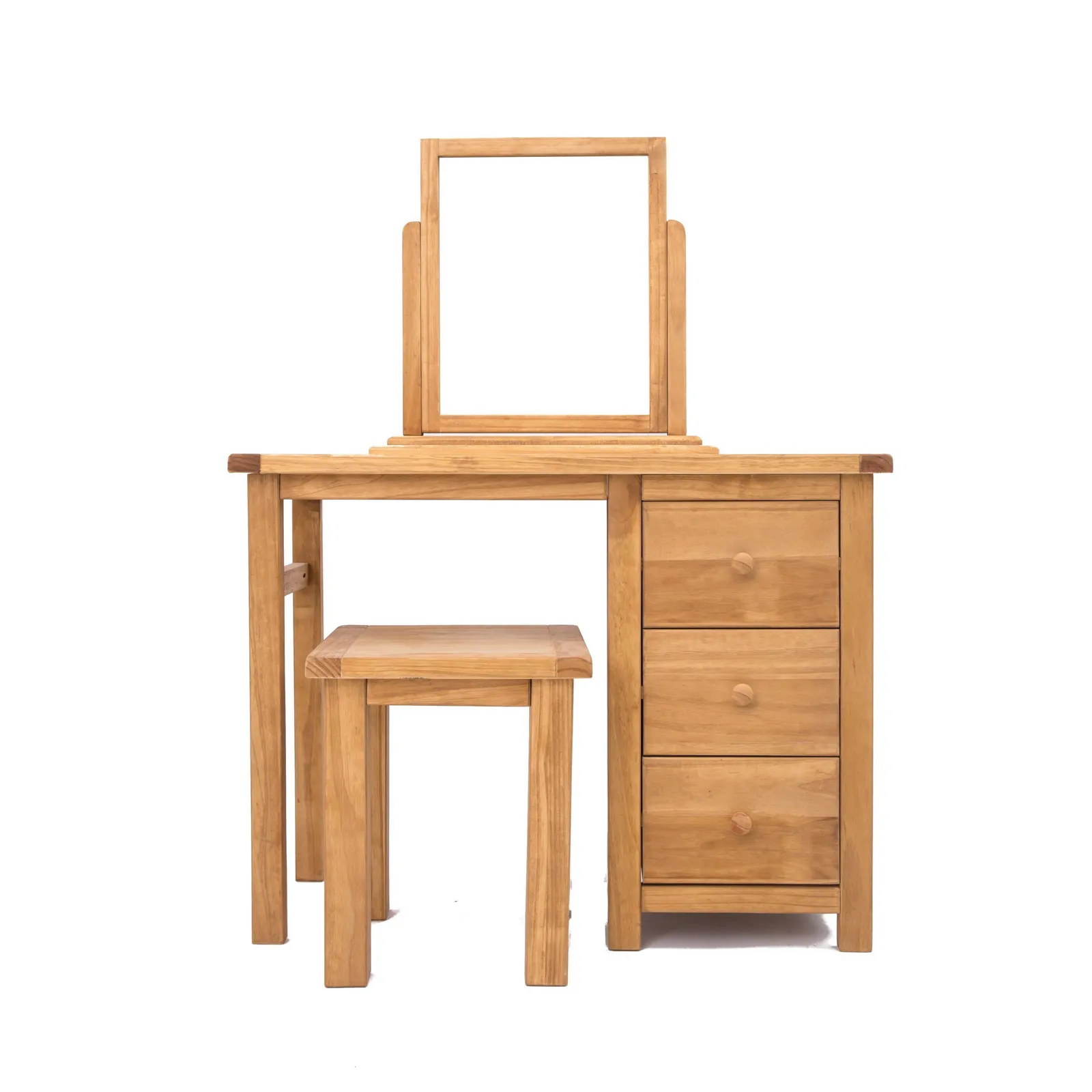 Cabinet Bits Lugo 3 Drawer Dressing Table Set Wood Knob in Light Brown