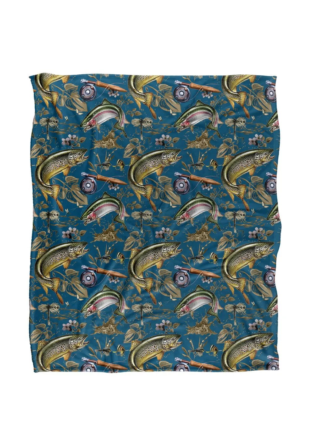 JQ Licensing Jl-Jp-Jq Trout Tiki Fishing Pattern 2 Silky Touch Super Soft Throw Blanket 152 X 127 cm in White