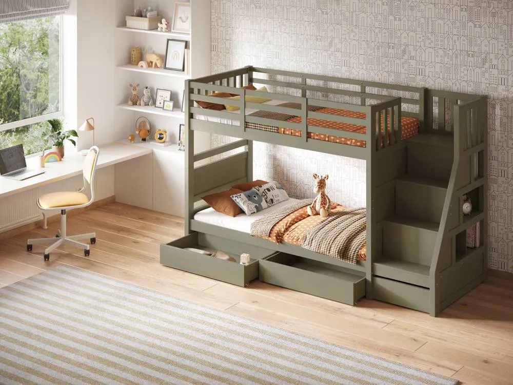 Flair Lunar Staircase Bunk Bed with Storage in Green 2