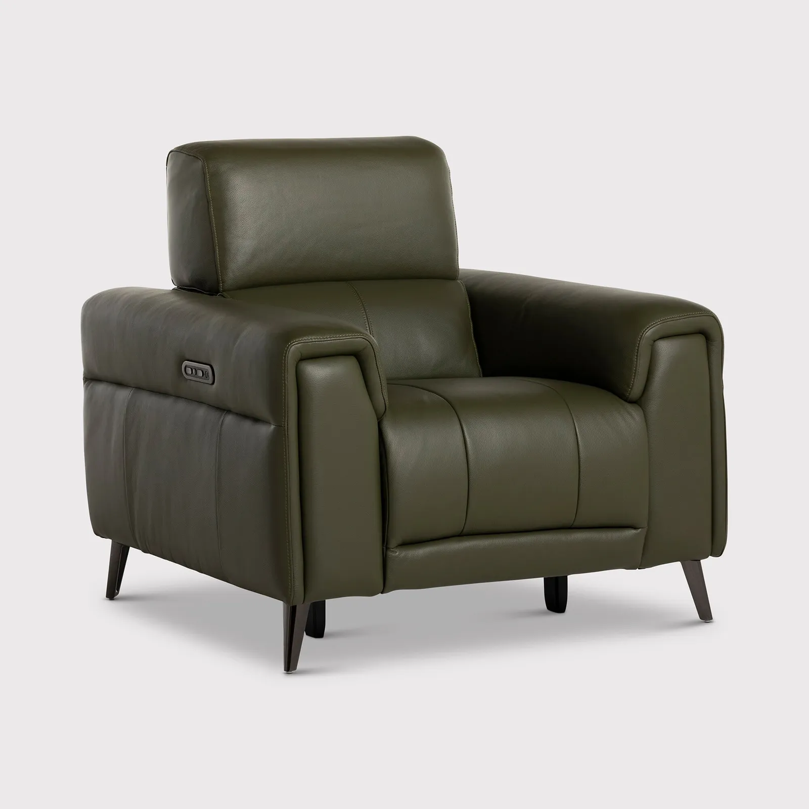 Kerren Power Recliner Armchair With Head Tilt, Green Leather | Barker & Stonehouse