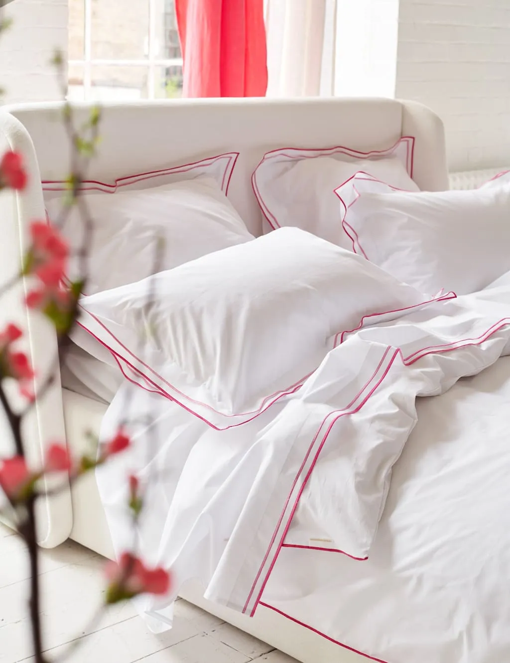 Designers Guild Pure Cotton 400 Thread Count Flat Sheet Pink Mix