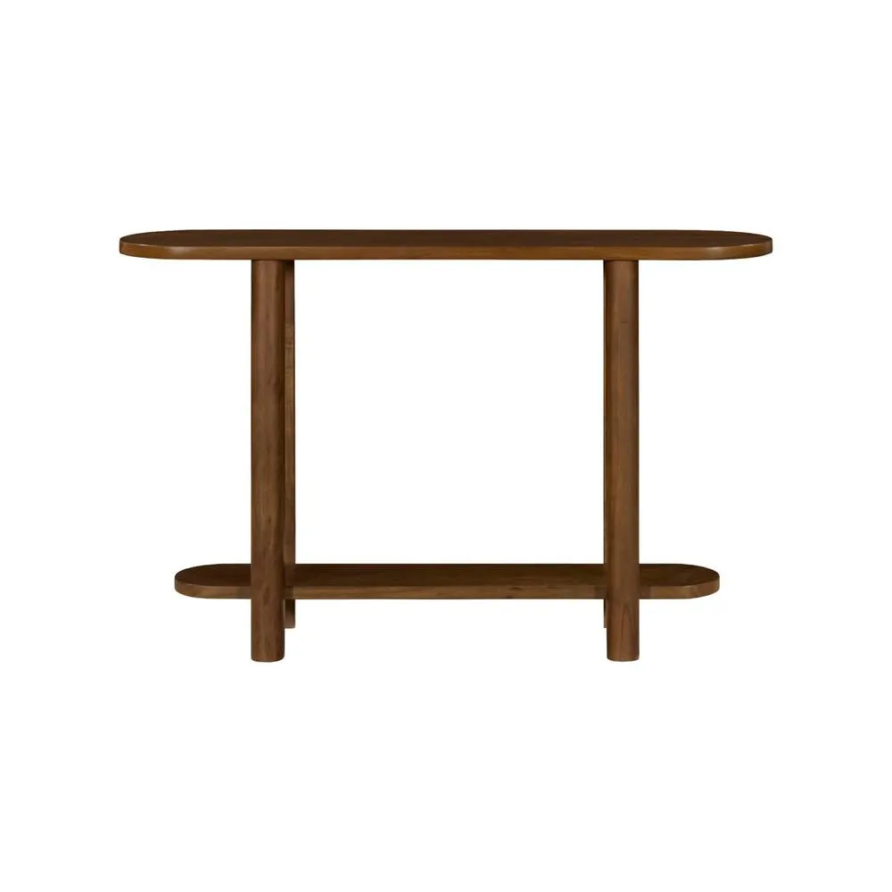 sweeek Oval console with 2 levels acacia wood in Dark Brown 6