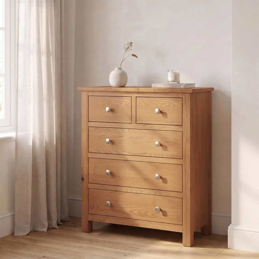 Seconique Cambridge 3+2 Drawer Chest - Honey (Fully assembled) in Light Brown