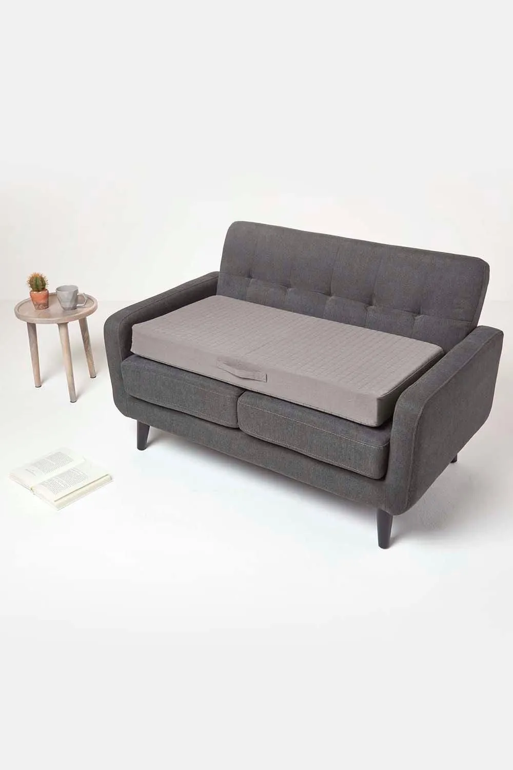 Homescapes Cotton Orthopaedic Foam 2 Seater Booster Cushion in Charcoal 5
