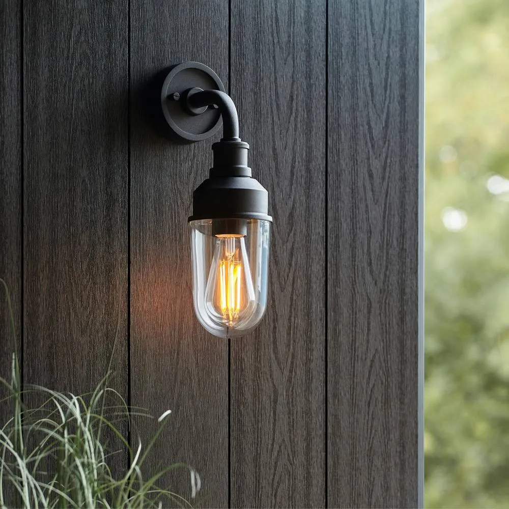 Netlighting Monza Outdoor Wall Lantern Matt Black Clear Glass 2