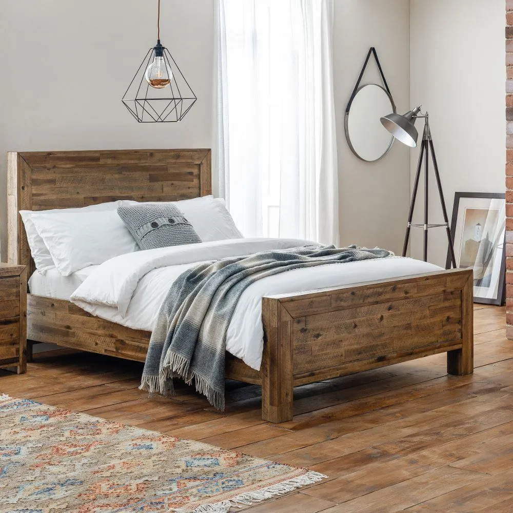 Hoxton - Double -Rustic Oak Effect - Wood - 4ft6 - Happy Beds