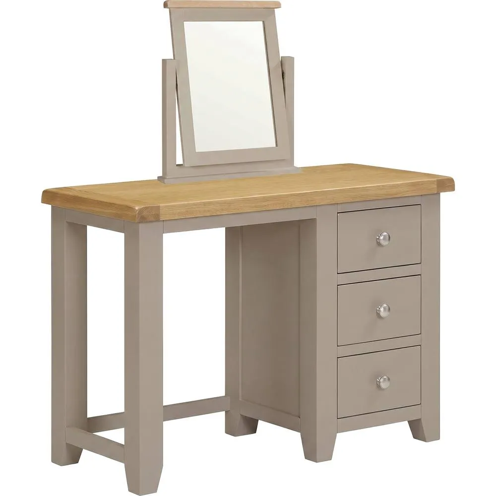 Seconique Windsor Dressing Table & Mirror (Fully Assembled) - Putty/Oak in Beige 2