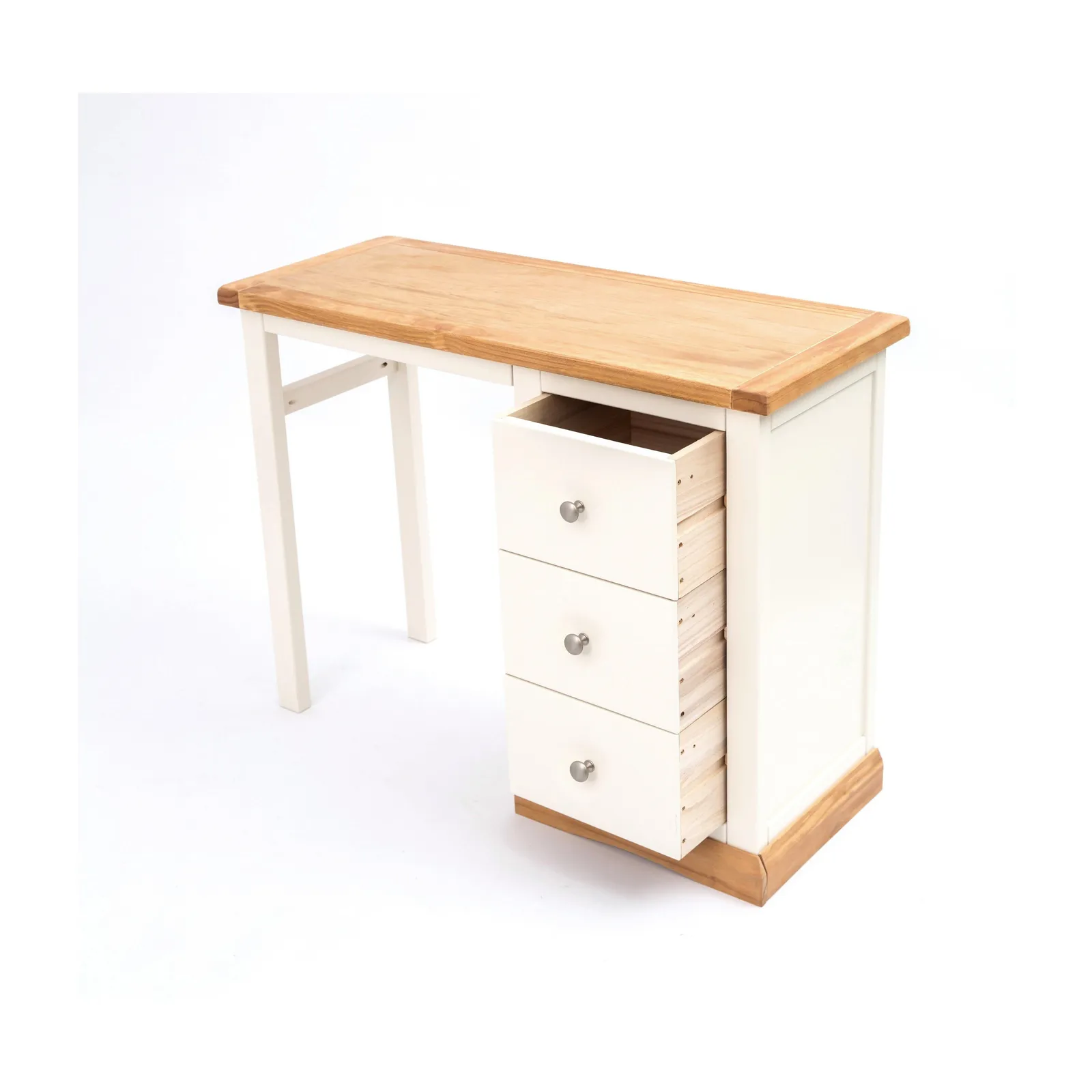 Cabinet Bits Trevi 3 Drawer Desk - Dressing Table Chrome Knob in Off-White 4