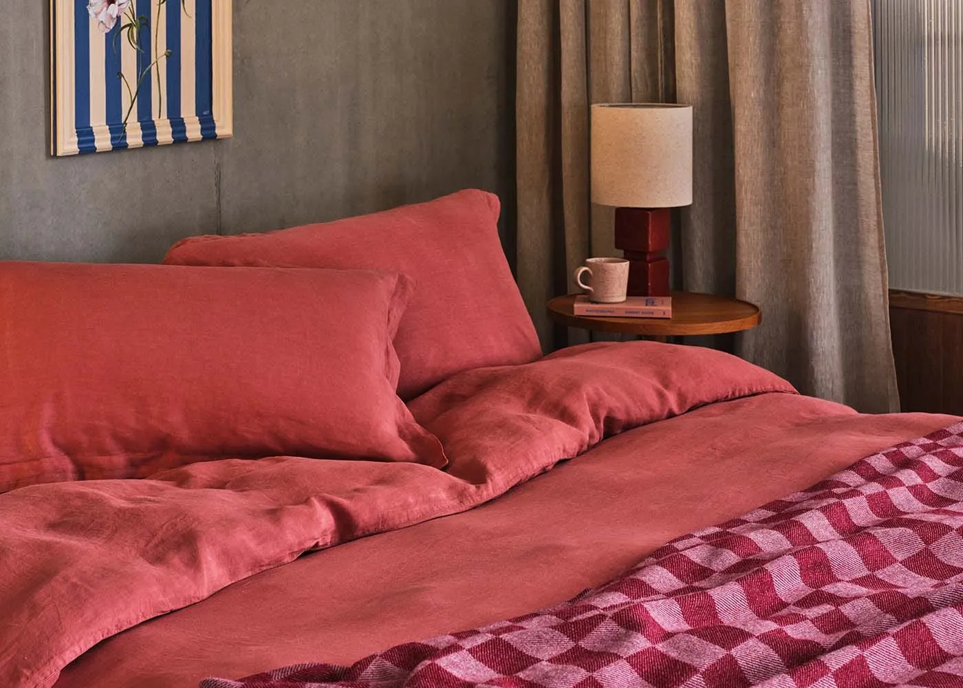 Heal's Washed Linen Terracotta Oxford Pillowcase 2