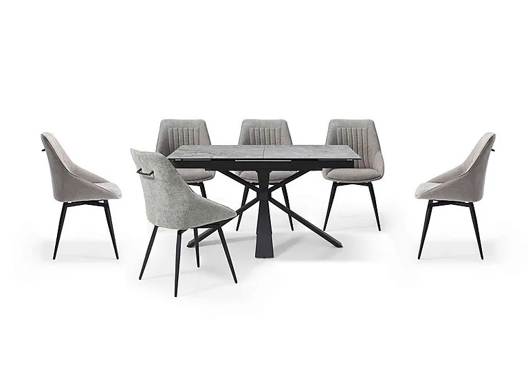 Crete Small Extending Dining Table and 6 Swivel Chairs - Taupe