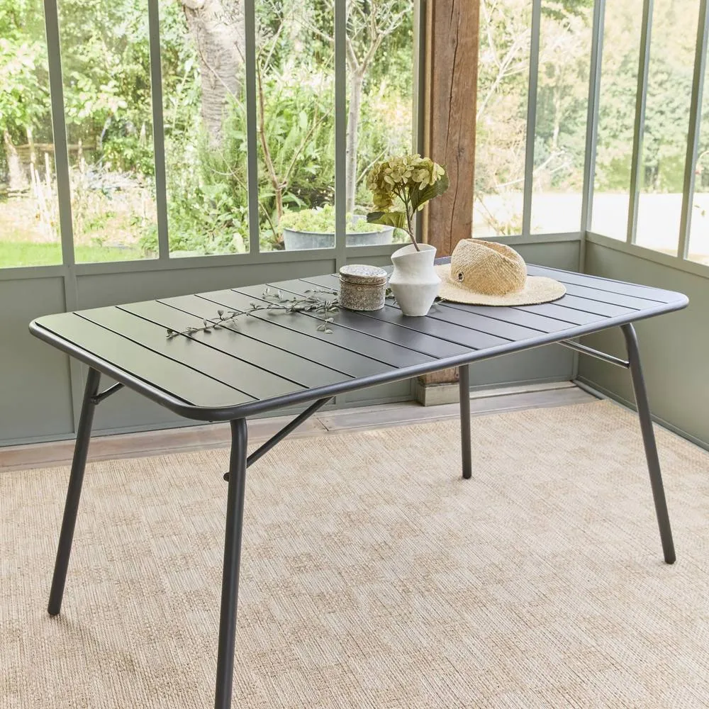 sweeek 4-seater metal folding garden table 140cm in Dark Grey 3