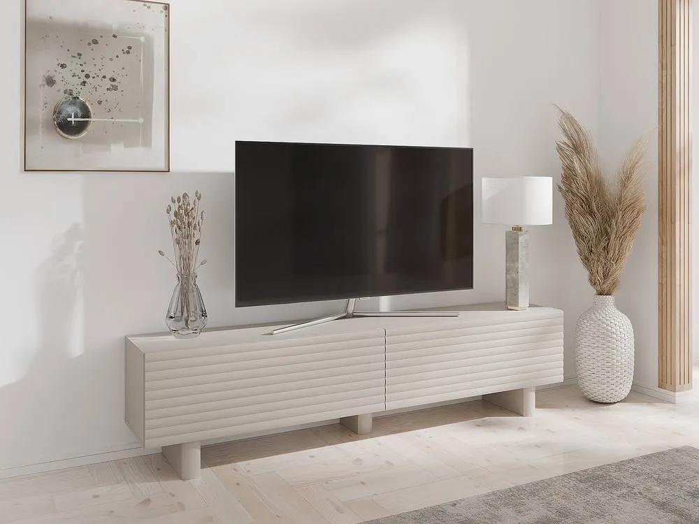 Vente-unique TV Unit With 2 Doors In MDF - 180 Cm - Beige - LUDIMA