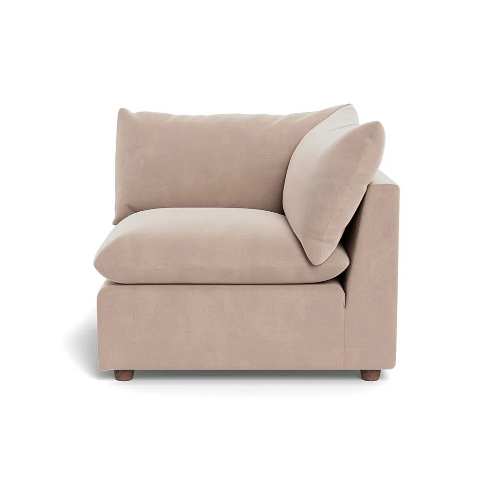 Heal's Astrid Corner Unit Smart Velvet Pebble Walnut Stained Beech Feet 1