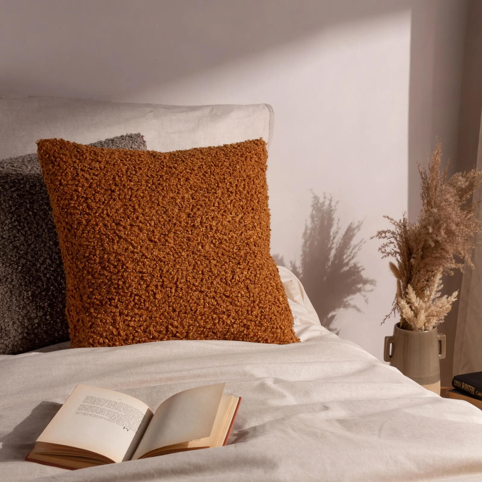 Yard Cabu Chunky Boucle Cushion Ginger, Brown 6