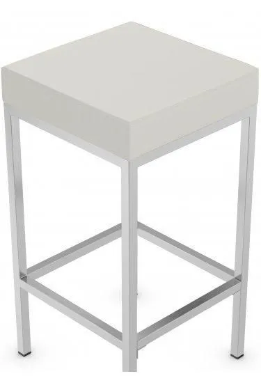 netfurniture Fernow Briushed Satin Frame Stool Fixed Height in White 2