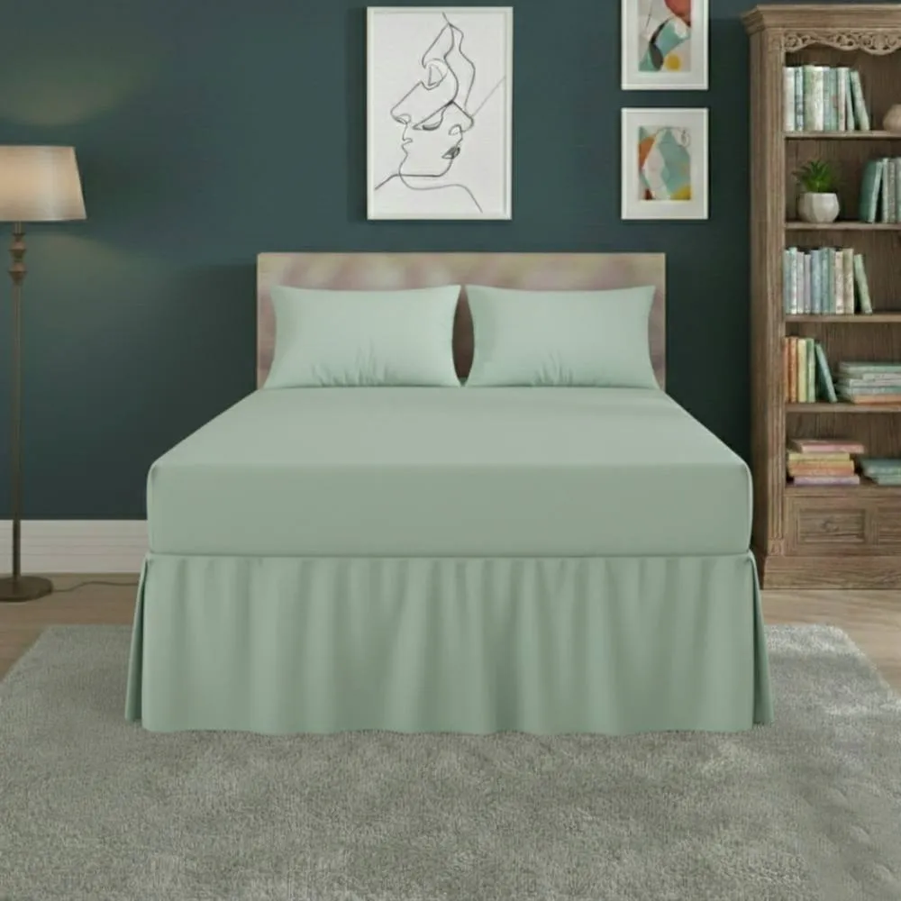 Snug City Fitted Valance Bed Sheet Polycotton Mattress Cover & Frill Easy Care in Mint