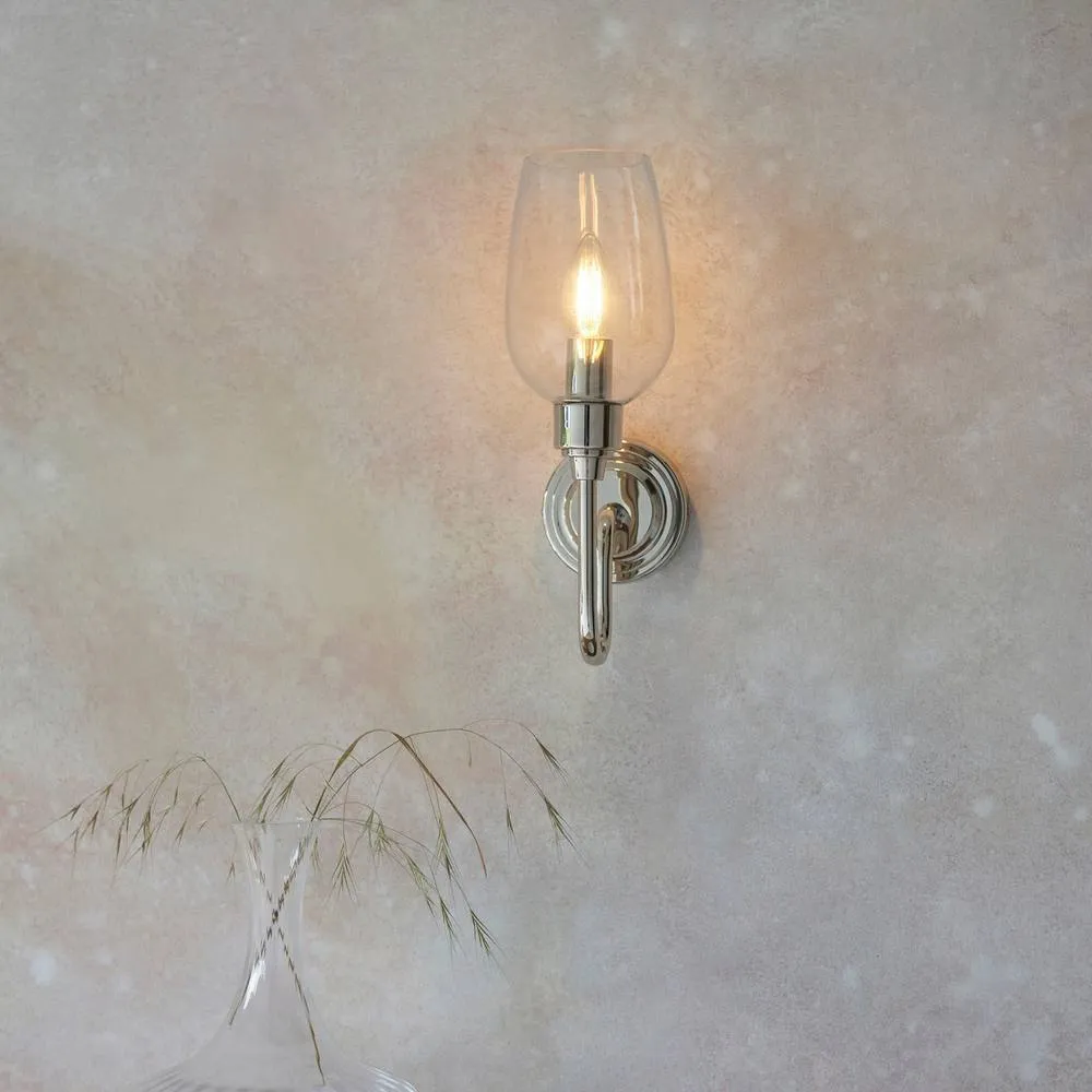 Netlighting Livorno Wall Lamp Bright Nickel Plate Clear Glass in Silver 5