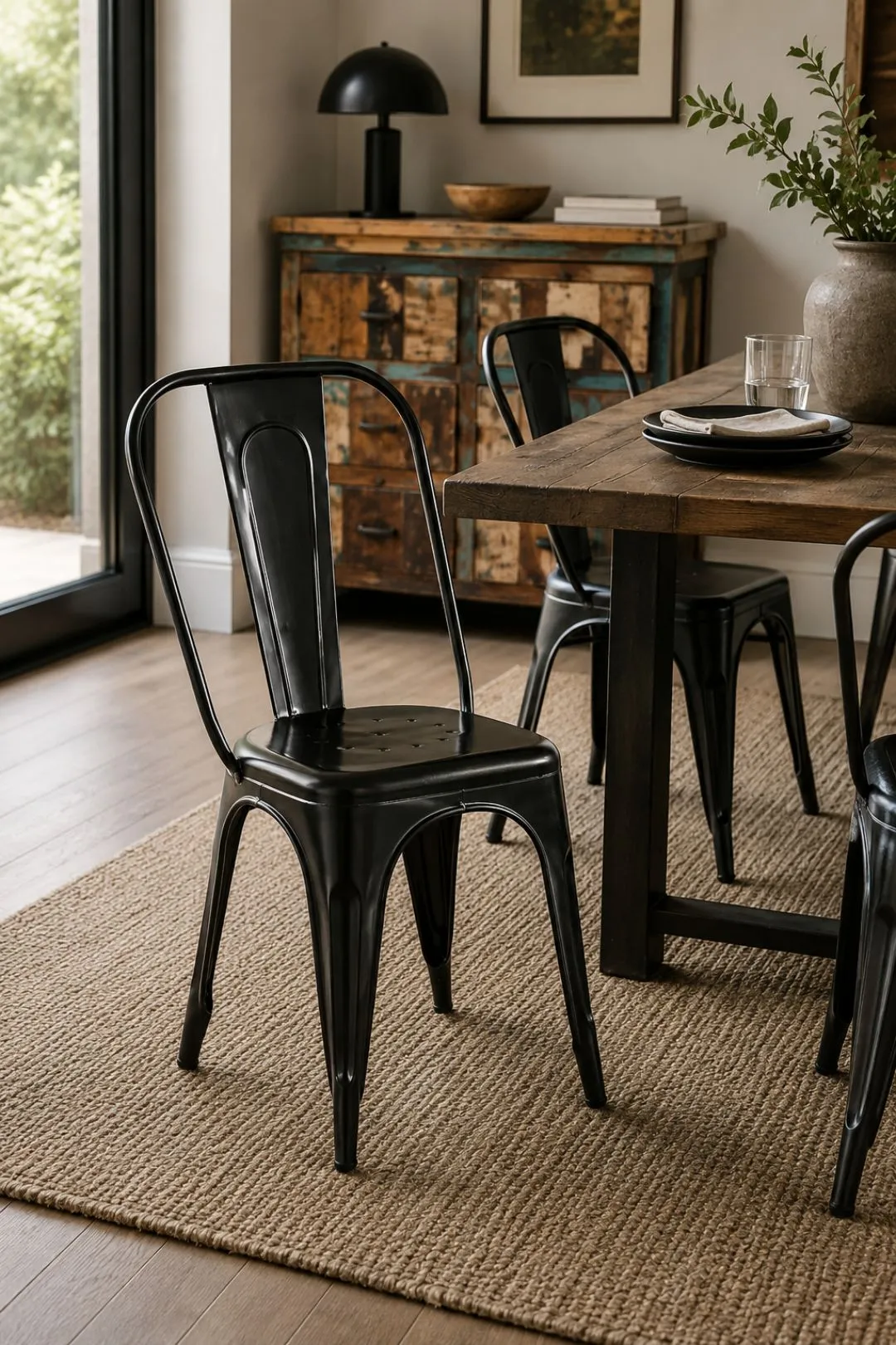 IH Design Franciscan Metal Chair Black Upcycled Industrial Vintage Mintis Pair