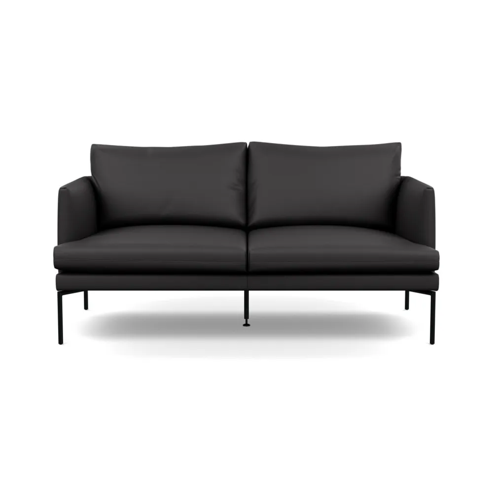 Heal's Matera 2 Seater Sofa Leather Grain Graphite 063 Black Feet