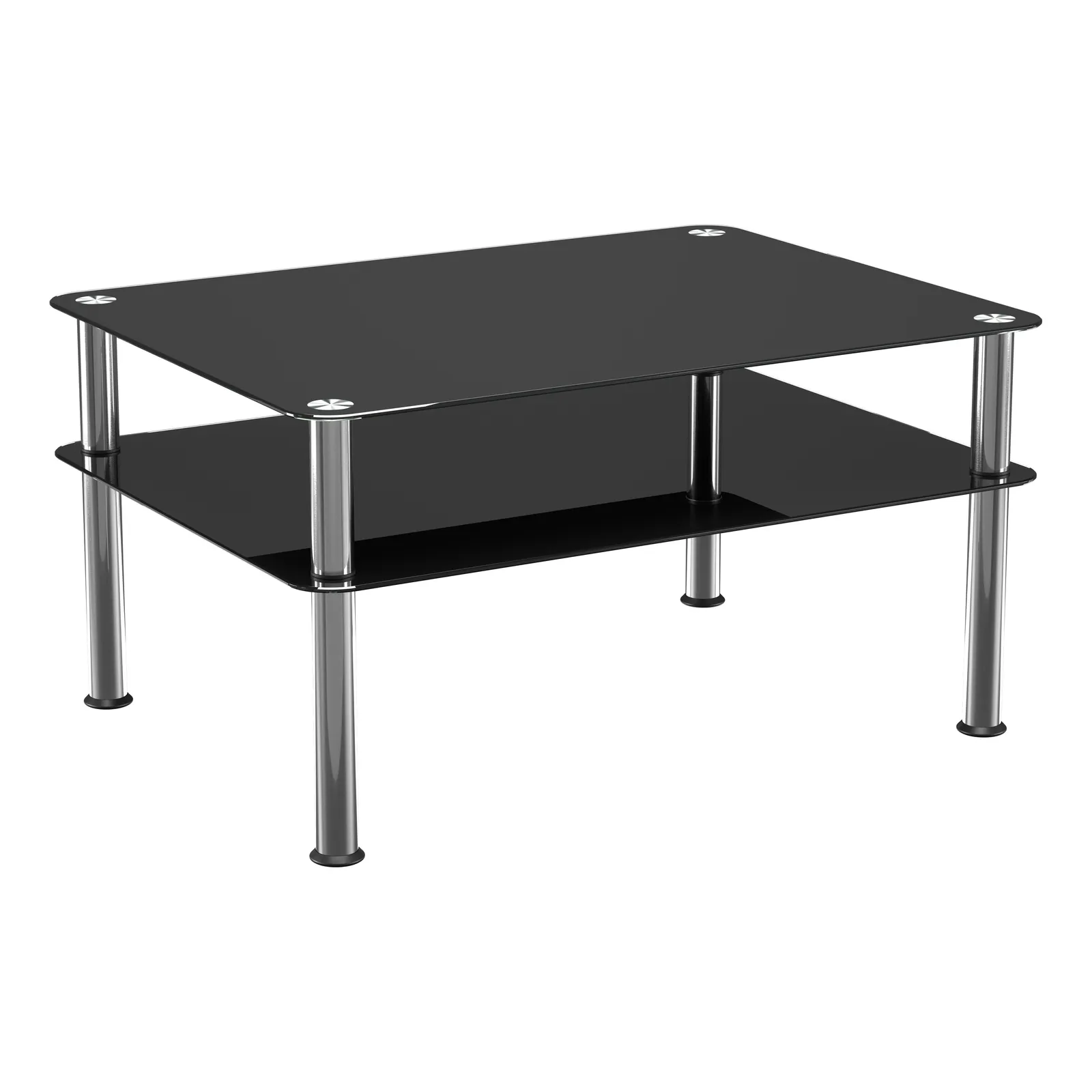 AVF Large Coffee Table, Black Glass with Chrome Legs 2
