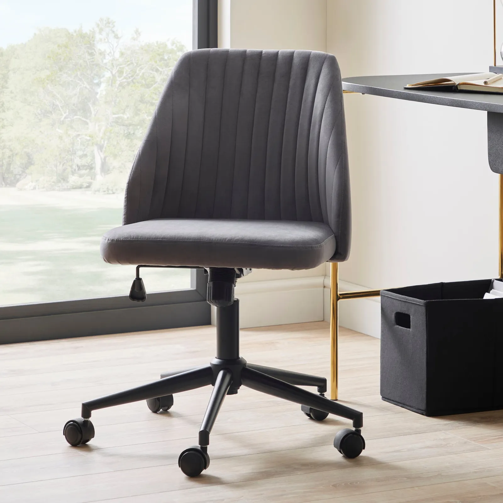 Mya Velvet Office Chair Grey