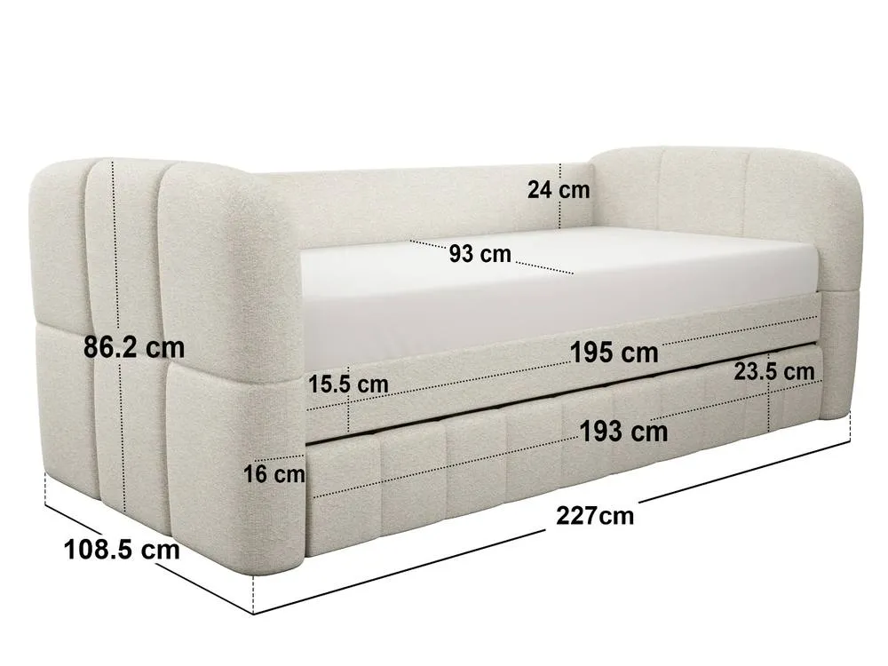 Flair Livia Day Bed with Trundle Cream 6