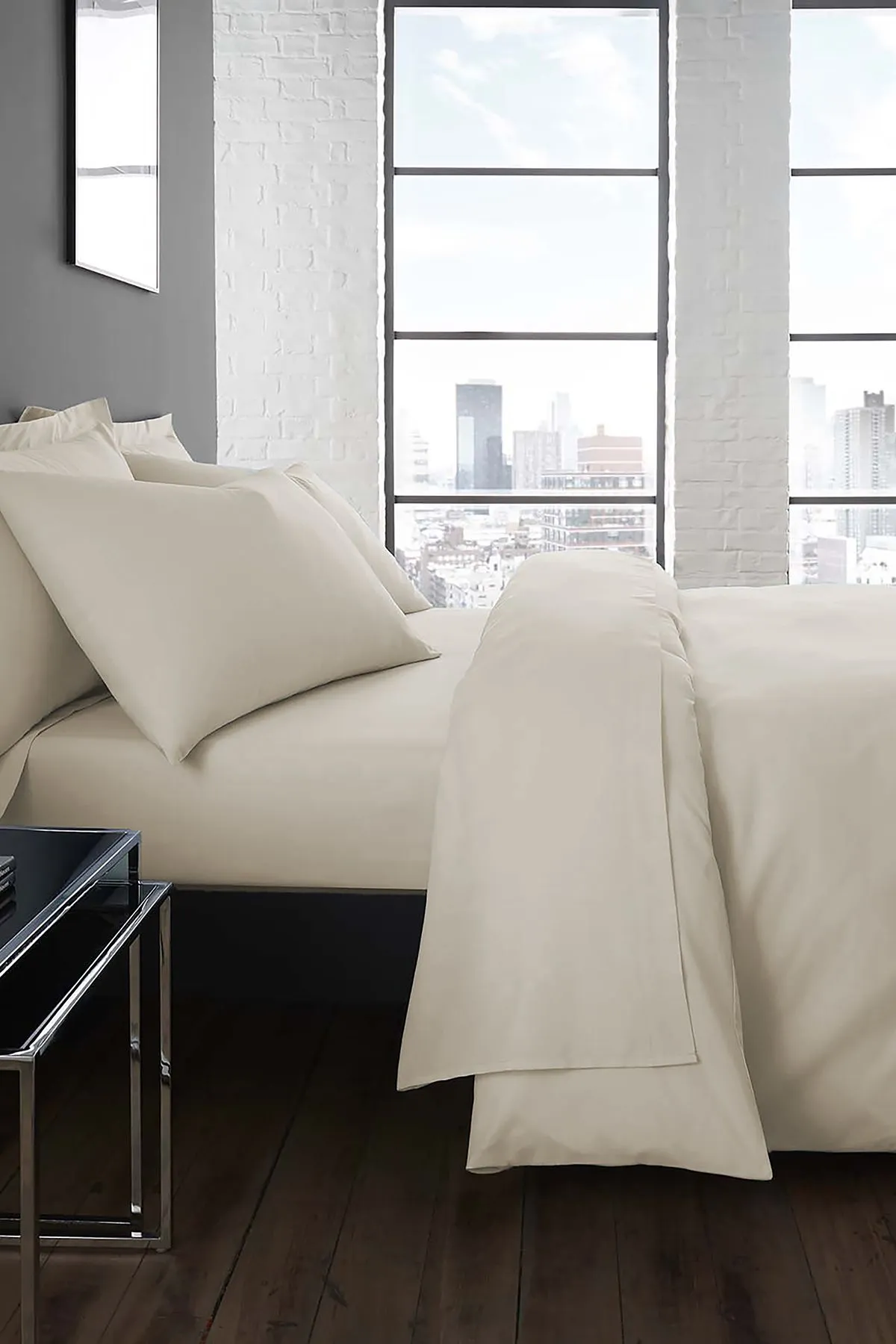 Serene 'Plain Dyed' Soft Touch 32cm Fitted Bed Sheet in Natural | Size: Single