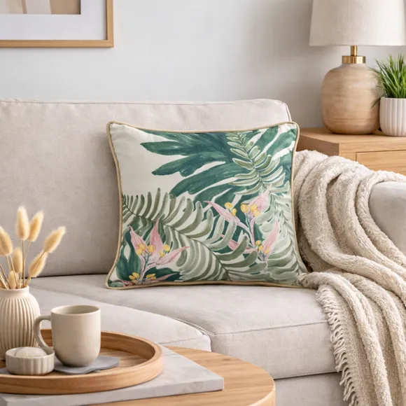 Jungle Leaf Square Cushion