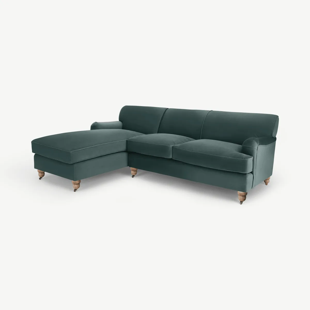 Orson Left Hand Facing Chaise End Corner Sofa, Marine Green Velvet