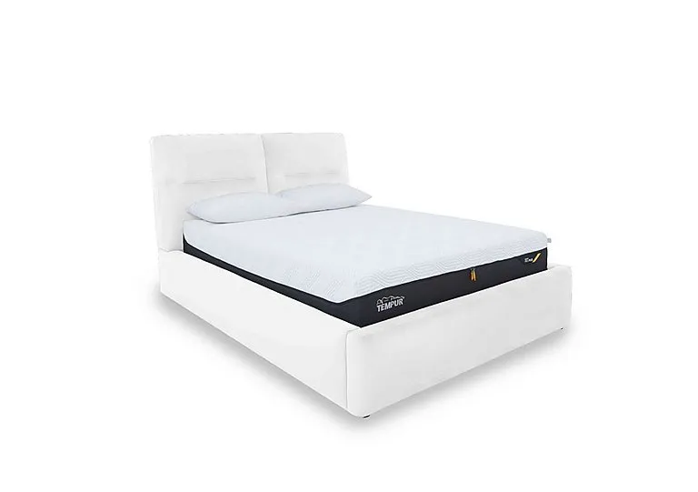 Stark Leather Manual Ottoman Bed Frame - Super King - BV Star White