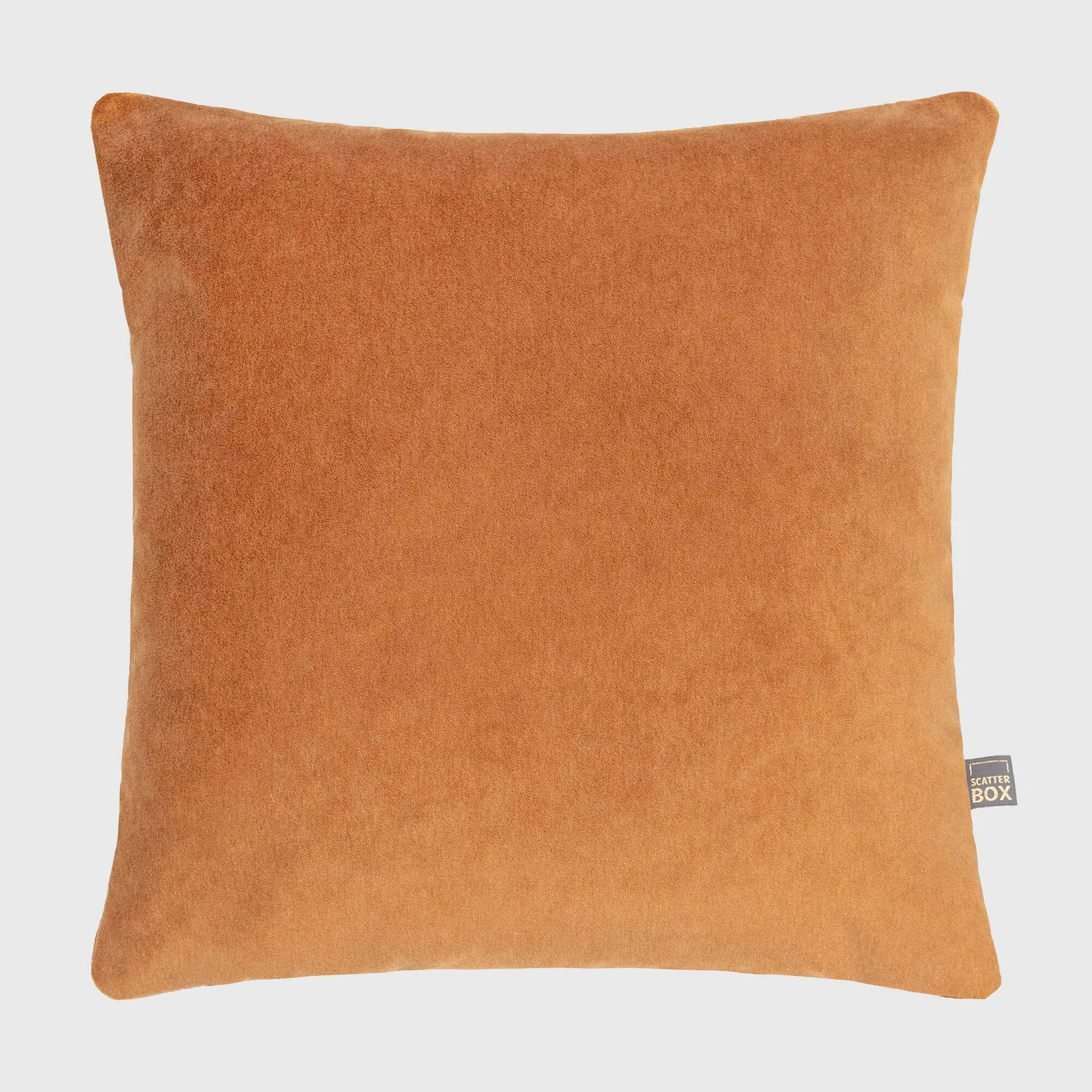 Plush Bronze Velvet Cushion, Square, Orange | Barker & Stonehouse