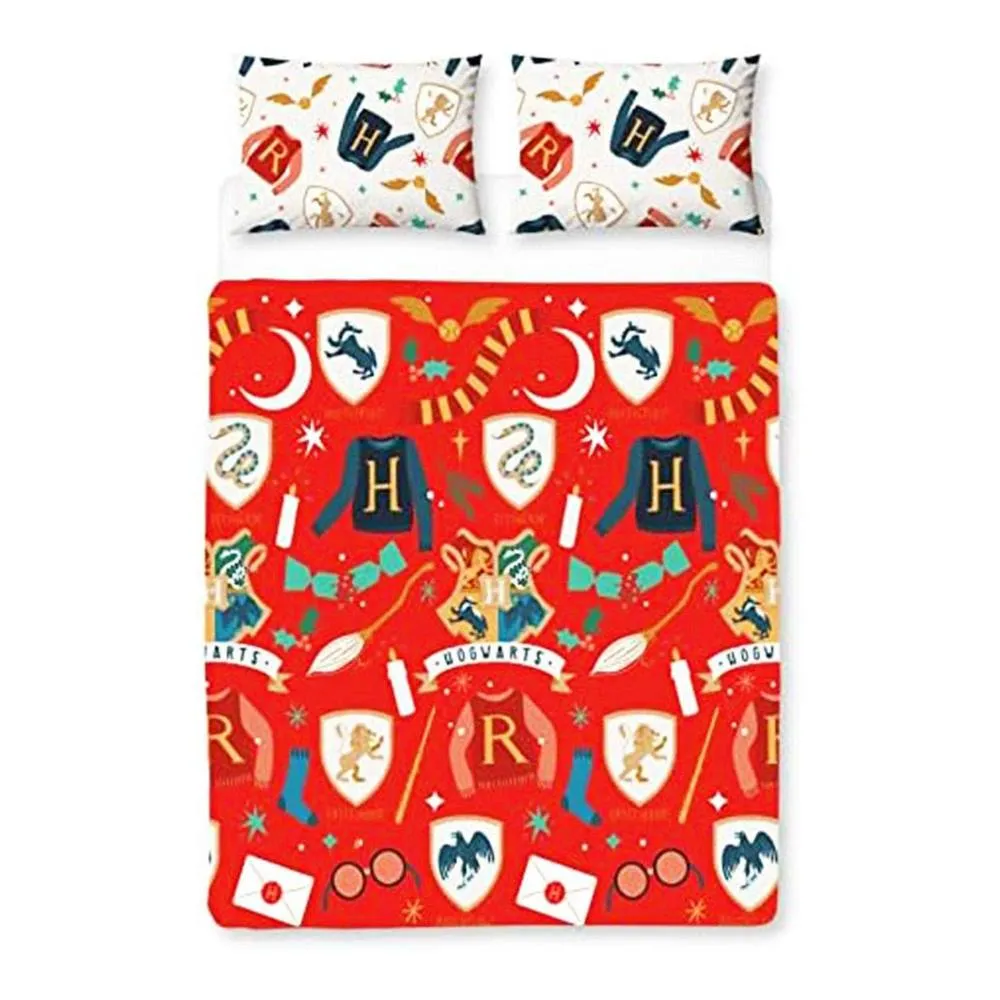 Harry Potter Reversible Christmas Duvet Set in Red
