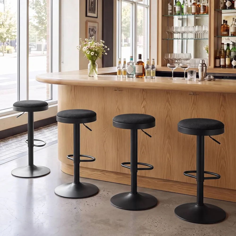 Costway Backless Counter Height Chairs Swivel Island Chairs Padded Seat in Black 5