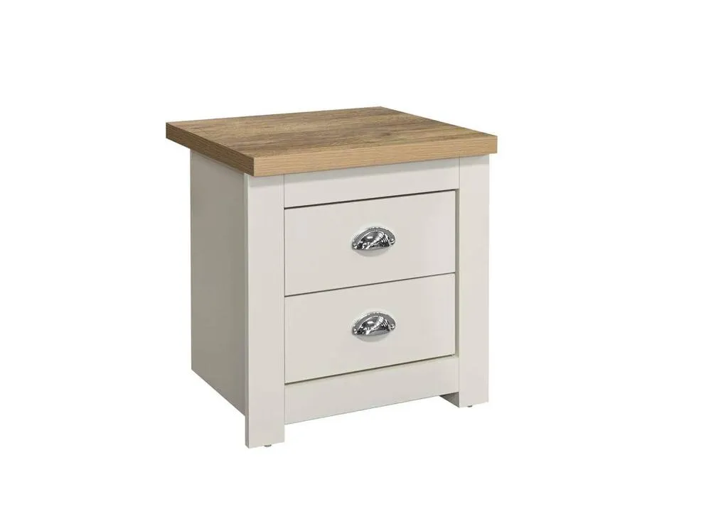 Birlea Pair of Bedside Cabinet Highgate 2 Drawer Chest Farmhouse Style Cream 5
